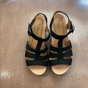 Vionic Black Suede Wedge